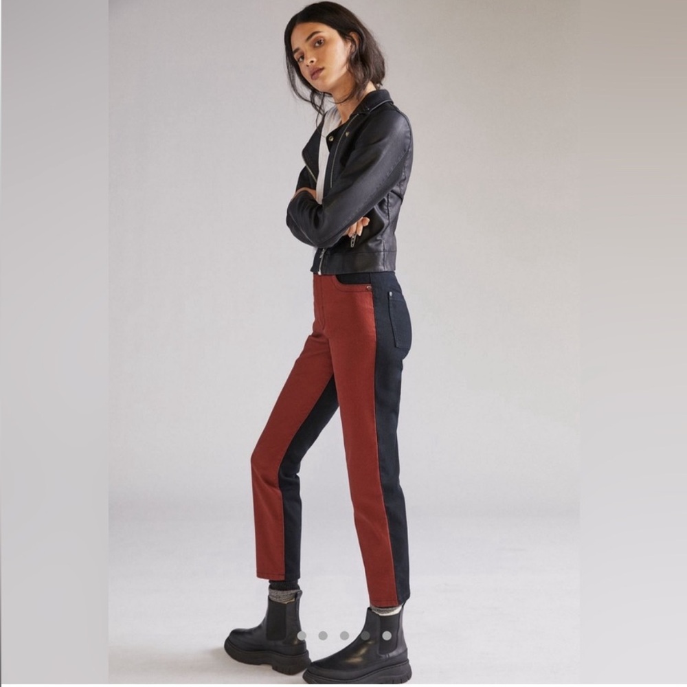 EUC Maeve for Anthropologie Colorblocked
Straight Jeans Brick Red / Black 29